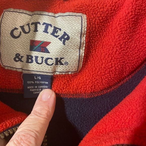 Cutter & Buck Red and Black Fleece Zip Up Vest Large (OD) - Picture 6 of 11